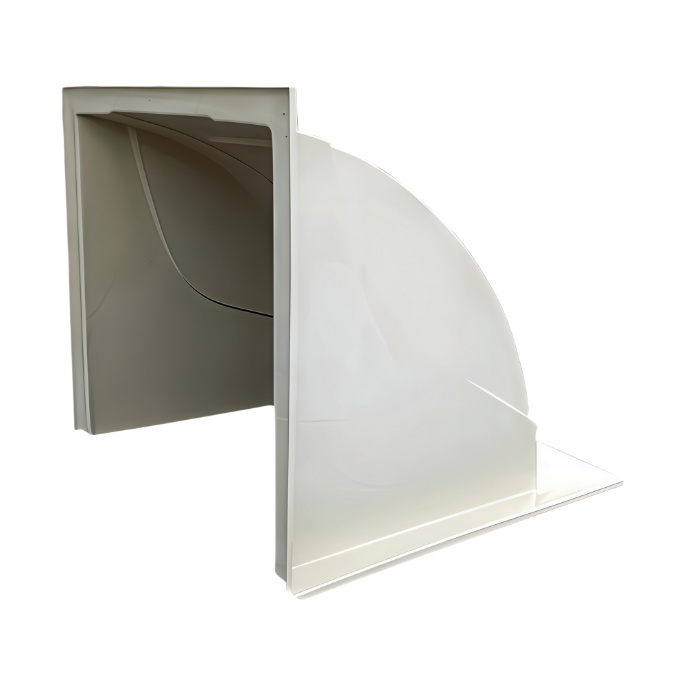 Elbow-type FRP rooftop exhaust fan, side profile